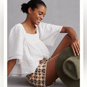 FREE THE ROSES Textured Babydoll Top